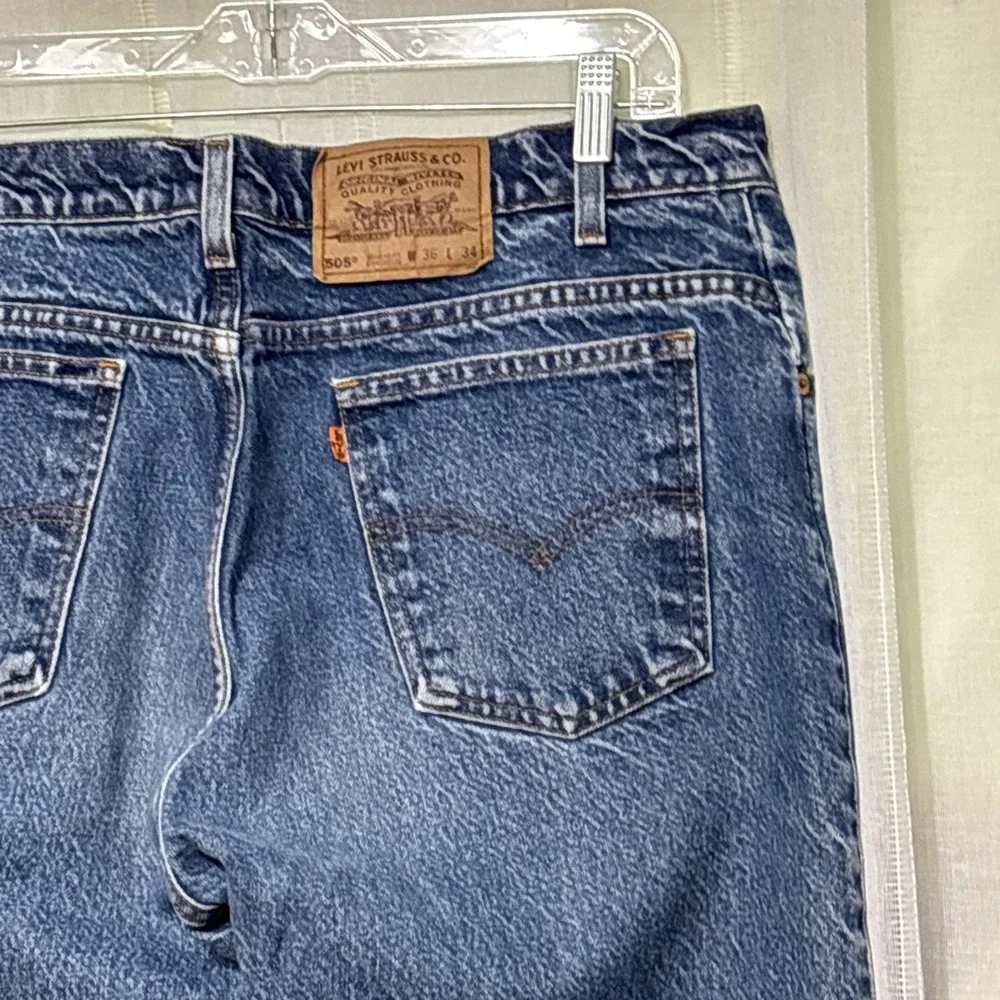 Vintage Levis 505 Jeans Mens 36x34 Blue Regular Straight Medium Wash Denim
